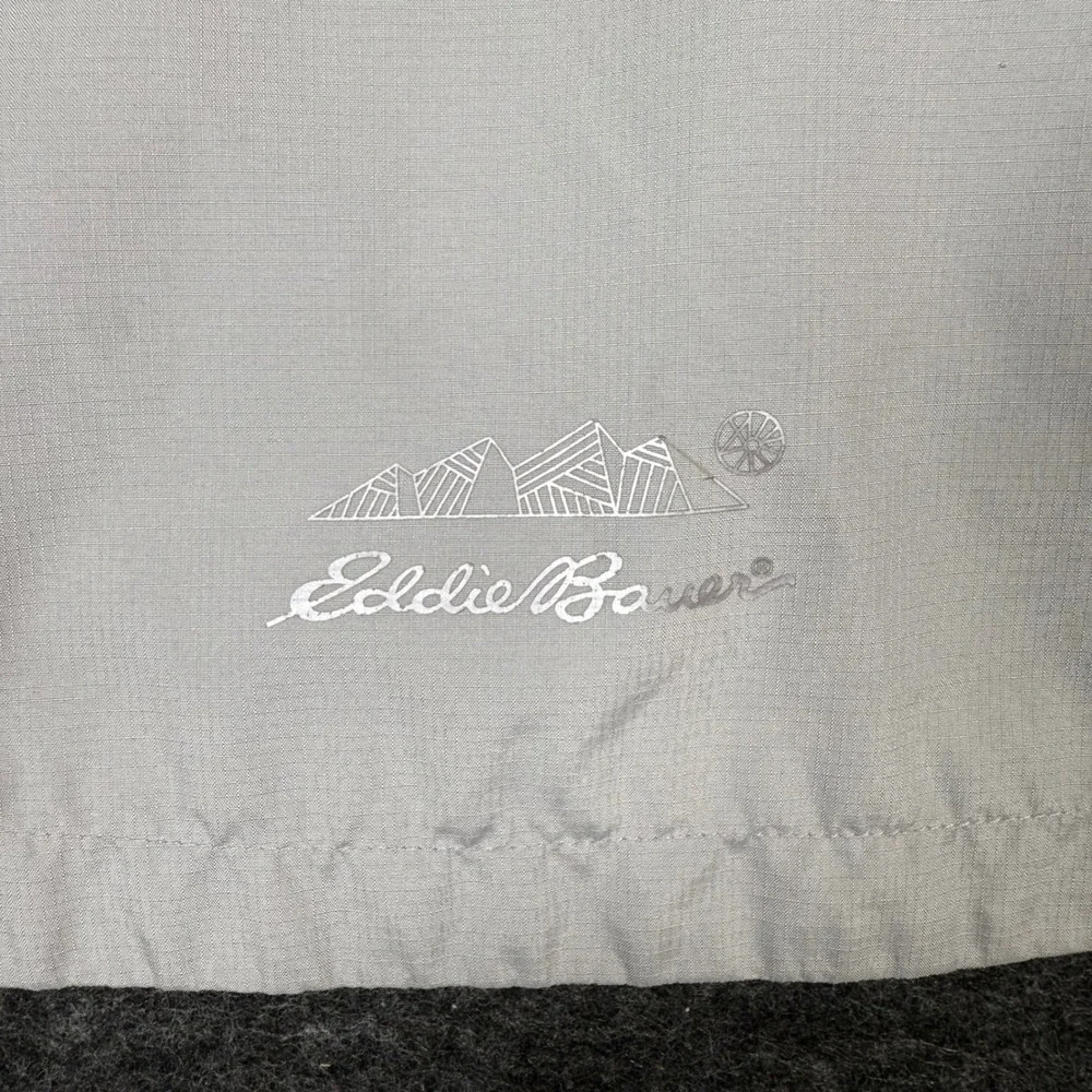 Eddie Bauer Kids Windbreaker Jacket Hooded Lightweight‎ Gray White Size L 14